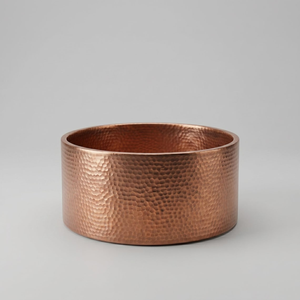 Hammered Copper <b>Round</b> Vessel Sink Contemporary Metal <b>Basin</b> for Washing Durable Countertop Sink - Product Image 1