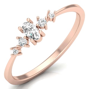 Diamant de laboratoire rond et ovale Moissanite diamant simple dernière bague de doigt bijoux minimalistes Collection faite à la main - Product Image 2