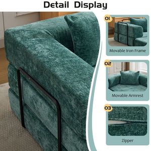 Divano Letto Convertibile Chenil con Telaio a Forma Fissa Compressa, Modulare Senza Montaggio Richiesto per Soggiorno - Product Image 6