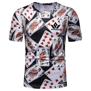เสื้อยืดผู้ชายลายกราฟิกกะโหลกสีขาว ลายเอซออฟสเปดส์ แขนสั้น คอกลม ทรงปกติ ผ้าเจอร์ซีย์ สไตล์ลำลอง สตรีทแวร์ - Product Image 3