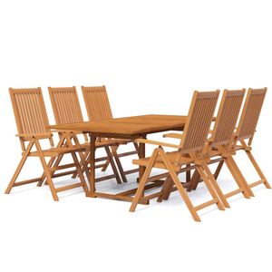 Ensemble de salle à manger de jardin pliable de taille moyenne en bois d'acacia massif naturel, mobilier d'extérieur élégant - Product Image 2