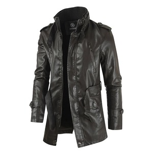 Manteau long en cuir personnalisé, design tendance, manteaux en cuir de vachette, nouveaux modèles, vestes en cuir véritable pour hommes - Product Image 2