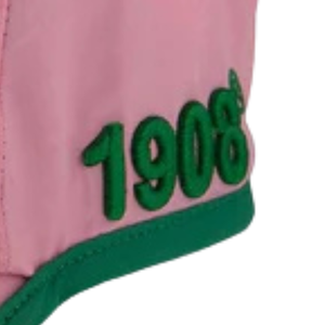 Gorra de Béisbol Ajustable AKA Featherlite Rosa con Bordado Verde AKA y 1908, Gorra Ligera de Sororidad - Product Image 3