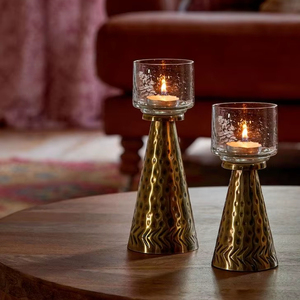 Candelabro de Latón con Acabado Dorado de Lujo – Portavelas Metálico Hecho a Mano para Decoración de Mesa de Comedor, Fiestas, Festivales, Porta Incienso - Product Image 1