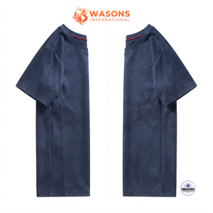T-shirt en coton à manches courtes et col rond de couleur unie pour homme WASONS INTERNATIONAL, coupe ample, jersey décontracté - Product Image 3