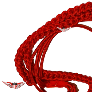 Cordons d'épaule tressés rouges pour défilés, Aiguillettes torsadées avec embout métallique - Product Image 4