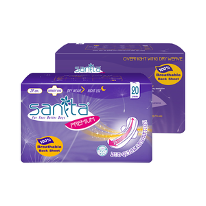 Toallas Sanitarias Premium Sanita de 29 cm con Alas para Uso Nocturno, Alta Absorbencia, Revestimiento Trasero Transpirable, 20 Unidades - Product Image 3