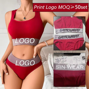 Ensembles soutien-gorge et culotte sexy sans couture, dos nageur, maintien moyen, amincissant, élégants pour soirées et occasions spéciales, pour femmes - Product Image 2