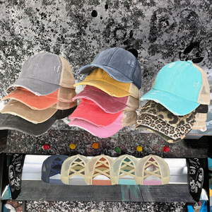 Casquette de baseball vintage personnalisée délavée pour le sport, décontractée, avec ouverture croisée pour queue de cheval, style camionneur, cadeau d'affaires de Noël - Product Image 3