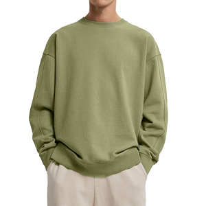 Oversized Crew Neck Sweatshirt Solid Color Knitted Cotton <b>Pullover</b> <b>Men</b> Casual Autumn Fit Regular Sleeve - Product Image 3