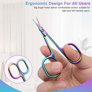 Ciseaux à cuticules de qualité supérieure, lames courbées en acier inoxydable multi-usages - Ciseaux de manucure pour ongles, sourcils, cils - Product Image 1