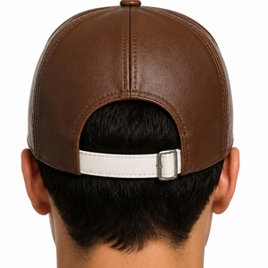 Unisex Leather Baseball <b>Cap</b> Premium Leather Adjustable Durable Embroidered Logo Adjustable 6-Panel Casual Daily Wear Fashion - Product Image 2