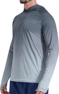 Camiseta de Natación con Capucha de Manga Larga para Hombre, Color Azul Degradado, Absorbe la Humedad, Ajuste Atlético, Manga Completa, UPF 50, Pesca al Aire Libre - Product Image 5