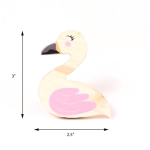 Boutons de meuble modernes faits à la main en bois de pin, en forme de flamant rose, pour tiroirs, poignées de porte de commode, poignées de placard, boutons pour chambre d'enfant - Product Image 3