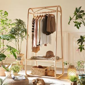 Porte-vêtements en rotin, armoire ouverte sur pied, support de rangement pour vêtements - Product Image 5