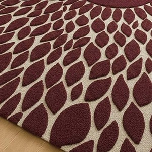 Tapis floral bordeaux, tapis de salon moderne à motifs géométriques tuftés, tapis d'appoint du milieu du siècle, décoration intérieure abstraite contemporaine - Product Image 4