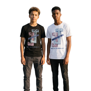 T-shirt noir artistique à motifs imbriqués pour adolescents, en coton doux, col rond, manches courtes, vêtements décontractés à la mode pour tous les jours - Product Image 5