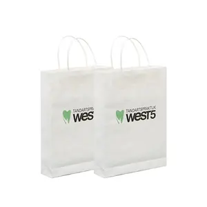 XYS Printed Recycled Biodegradable Grocery White Kraft Paper Bags For Food Packing