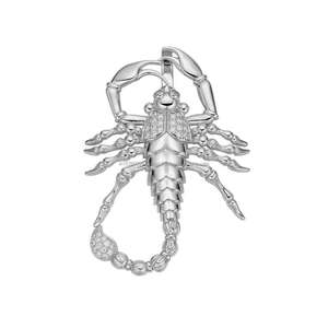 Pendentif Scorpion Hip Hop Exclusif avec Sertissage de Diamants de Laboratoire Entièrement Incrustés et Finition Argentée - Product Image 1