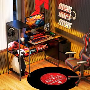 Scrivania per Computer Nera da 56 Pollici con Prese di Corrente e Luci LED per Casa, Ufficio e Ospedali, Tavolo per PC e Laptop - Product Image 2