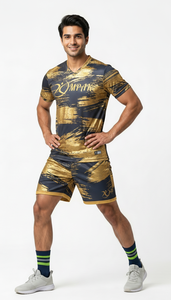 Conjunto de Camiseta y Pantalones Cortos de Voleibol Cyber Negros Mate Personalizados al por Mayor, Uniforme de Equipo Transpirable OEM, Ropa Deportiva Sublimada - Product Image 4