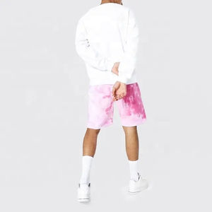 กางเกงขาสั้นย้อมสีแบบไทไดคุณภาพสูงสั่งทำขายส่ง ผ้าฝ้าย 100% สีชมพู ระบายอากาศได้ดีสำหรับฤดูร้อน กางเกงขาสั้นผู้ชายแบบไทได - Product Image 3