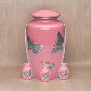 โถใส่เถ้ากระดูกอลูมิเนียมสำหรับผู้ใหญ่ลายผีเสื้อสีชมพูงานตามสั่งภาชนะใส่เถ้ากระดูกสีสันสดใสสำหรับตกแต่ง - Product Image 2