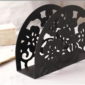 Table Decor Laser Cutting Floral Design <b>Tissue</b> Stand For Restaurants Easy Portable Metal Napkins Holder Stand Black Finish - Product Image 5