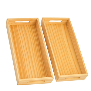 Juego de bandejas de madera artesanales, ecológicas, rectangulares, con asas, para el desayuno y la organización de la cocina. - Product Image 1