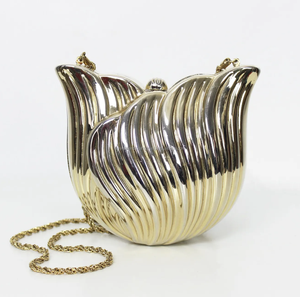 Nouveauté : Sac à main unique en acier treillis, sac de soirée géométrique, pochette à chaîne en pierre abstraite pour femme, plaqué argent sculpté - Product Image 2
