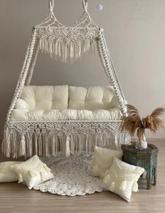 Lit suspendu en macramé pour l'intérieur et l'extérieur, chaise suspendue, lit suspendu pour véranda, hamac de jardin, Hängesessel, chaise hamac en macramé - Product Image 1