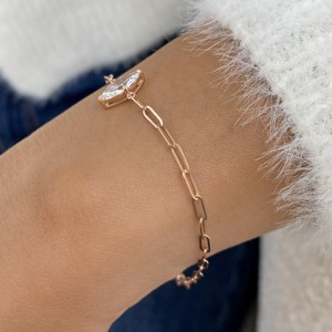 สร้อยข้อมือทองคำแท้ 14K ประดับเพชรทรงมาร์คีส์ 1.00 กะรัต E VVS2 เพชรสร้างในห้องปฏิบัติการ ดีไซน์หรูหรา สวยงาม เหมาะเป็นของขวัญวันเกิดสำหรับเธอ - Product Image 1