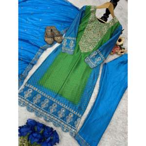 Hermoso Conjunto de Top, Pantalón y Dupatta para Fiestas Indias y Pakistaníes - Product Image 2