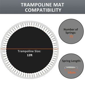 Tappetino di ricambio nero per trampolino da 12 piedi con 72 ganci a V e molle da 5,5 pollici. Molle e telaio non inclusi. - Product Image 4