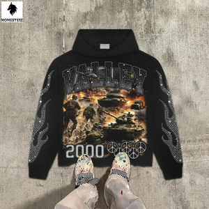 เสื้อฮู้ดดี้ผ้าฝ้ายเฟรนช์เทอร์รี่หนานุ่ม 100% สำหรับฤดูหนาว ลายปักพิมพ์  ผู้ชาย สไตล์วินเทจ ล้างสีแบบแอซิดวอช ทำให้ดูเก่า - Product Image 4