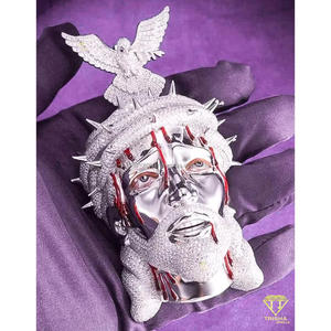 Statement Jesus Head Necklace with Premium Moissanite 18K Gold Plated GIA Certified Hiphop Style Gift - Product Image 3
