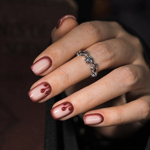BTARTBOX Faux Ongles d'Halloween en Gros XS Carrés Gothiques en Gel Souple Goutte de Sang Rouge Design 3D Ongles à Presser en Gel en Vrac - Product Image 1