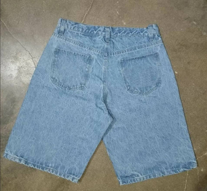 High-Quality Vintage Washed Denim Jort Jean Shorts Manufacturer Custom Baggy Blank Jeans Jorts Short With Embroidered Men - Product Image 4