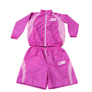 Top Quality Customized Logo Windbreaker 2 Piece Long Sleeve <b>Zip</b> <b>up</b> Jacket Top and Shorts Summer Matching Short Sets Cheap Price - Product Image 1