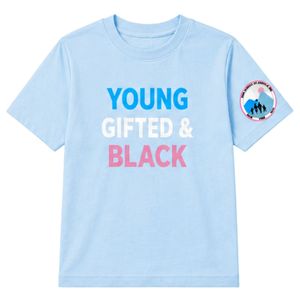 T-shirt à manches courtes bleu pour filles, col rond, avec motif graphique, pour l'école, le quotidien, le streetwear, vêtements confortables - Product Image 1