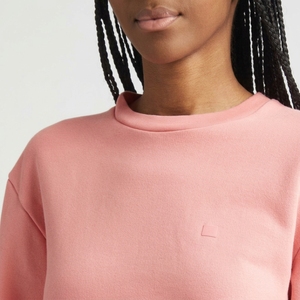Oversized Crew Neck <b>Sweatshirt</b> Solid <b>Pink</b> Cotton Pullover Casual Streetwear Autumn Wear Unisex Regular Fit - Product Image 4