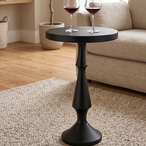 <b>Black</b> <b>Round</b> <b>Side</b> <b>Table</b> Metal Pedestal Accent <b>Table</b> Modern End <b>Table</b> for Living Room Bedroom Hotel - Product Image 4