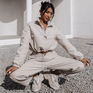 Ensemble de survêtement d'été pour femme : veste coupe-vent à demi-zip et pantalon de jogging deux pièces - Product Image 3