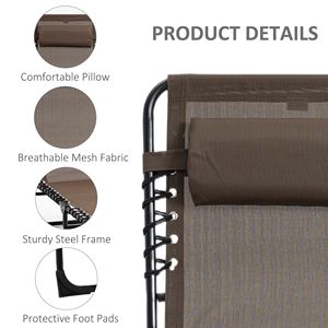 Schienale regolabile lettino prendisole portatile pieghevole lettino da campeggio con cuscino rimovibile poltrona reclinabile per Patio giardino spiaggia - Product Image 5