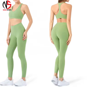<b>Low</b> MOQ Custom Solid Elastic Waist <b>Top</b> Quality 2-Piece Water Resistant Yoga Legging Set for Women Fitness Wear At NURAK 's 2026 - Product Image 1