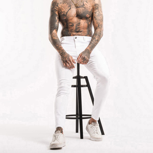 กางเกงยีนส์ผู้ชายคุณภาพสูงสไตล์วินเทจขายส่ง ทรงตรง พิมพ์ลายนูน คลาสสิก สบายๆ ผ้ายีนส์ยืดเข้ารูป - Product Image 5