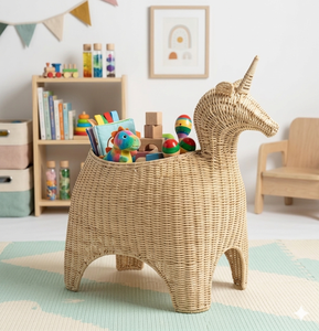 Panier de rangement en rotin naturel en forme d'animal, décoration d'intérieur écologique, design mignon - Product Image 3