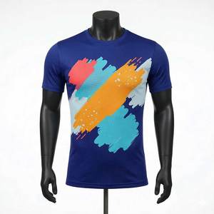 T-shirt à manches courtes en coton 100% de haute qualité avec logo personnalisé, séchage rapide, impression par transfert thermique, tissu en toile pour hommes - Product Image 1