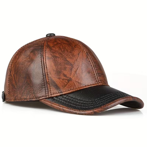 Premium Quality Vintage Distressed With Own Custom Logo Classic Adjustable Genuine Leather Cap For Men For Wholesale Rate - Product Image 1