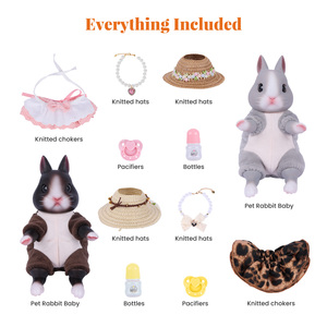 Babeside Mini 8'' Conejos <span class=keywords><strong>Reborn</strong></span> Gemelos Gris y Negro, Muñecos de Peluche Realistas, Set de Animales de Compañía, Lindo Regalo Reconfortante, Venta Caliente, Venta al por Mayor de Fábrica - Product Image 6